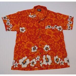 Vintage Uluwatu Mens Medium Hawaiian Short Sleeve Shirt Hibiscus‎ Flowers